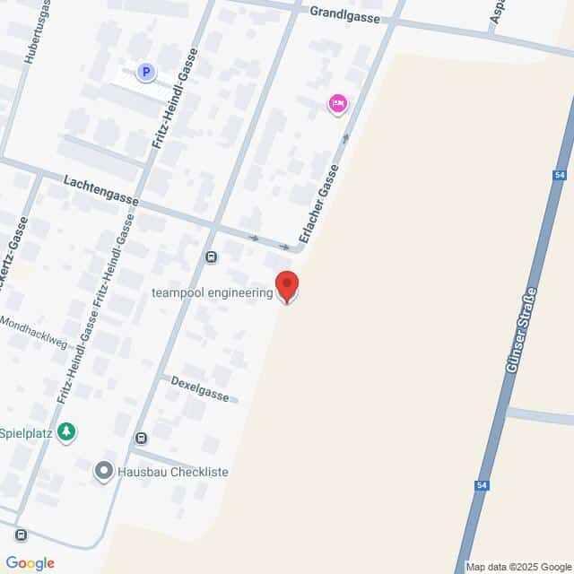 Lehrlingsportal.at Eine Karte zeigt den Standort von teampool engineering in der Nähe der Kreuzung Flöttl-Henkel-Gasse und Lachtengasse in einem Wohngebiet.