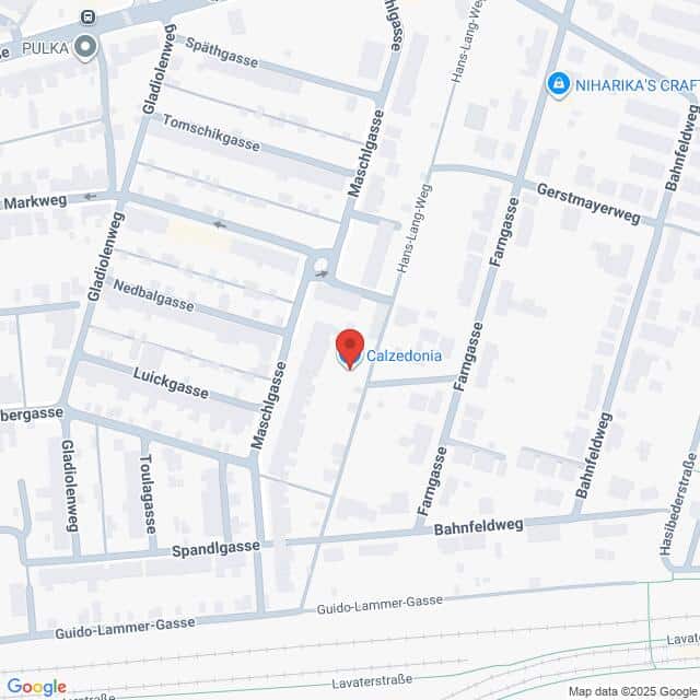 Lehrlingsportal.at Die Karte zeigt den Standort von Calzedonia in der Maschgasse in einem Wohngebiet mit den umliegenden Straßen, einschließlich Bahnfeldweg und Fangasse.