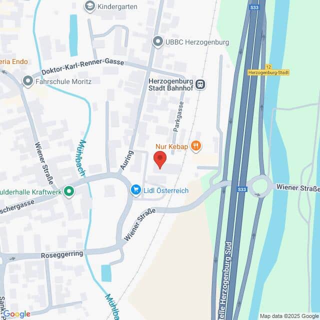 Lehrlingsportal.at Karte mit einem Ausschnitt von Herzogenburg, Österreich, mit Sehenswürdigkeiten wie Lidl Österreich, Herzogenburg Stadt Bahnhof und nahe gelegenen Straßen und Geschäften.