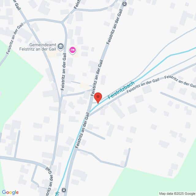 Lehrlingsportal.at Karte der Gegend um Feistritz an der Gail, Österreich, mit eingezeichneten Hauptstraßen, Feistritzbach und lokalen Sehenswürdigkeiten.