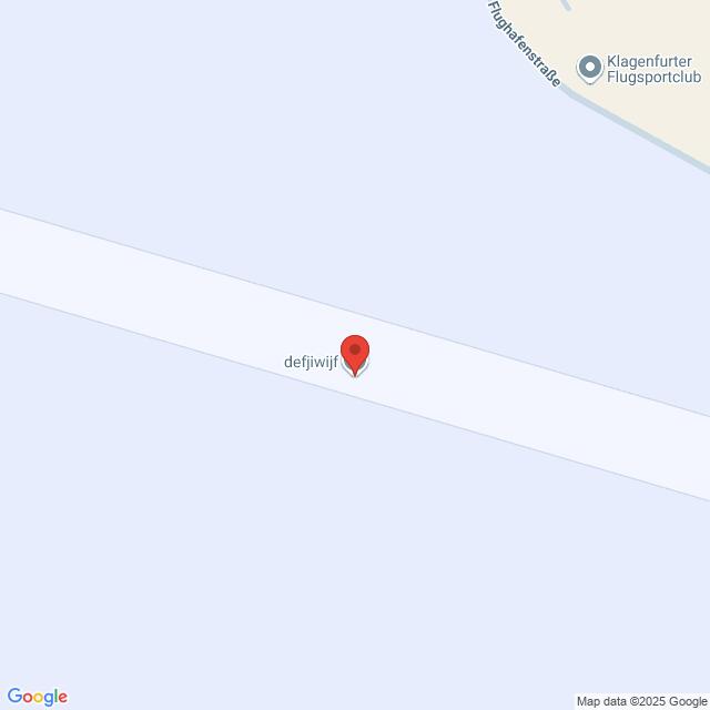 Lehrlingsportal.at Auf einer breiten, hellgrauen Fläche in der Nähe des Klagenfurter Flugsportclubs befindet sich eine Google Maps-Pinnadel mit der Aufschrift "defijwjif".