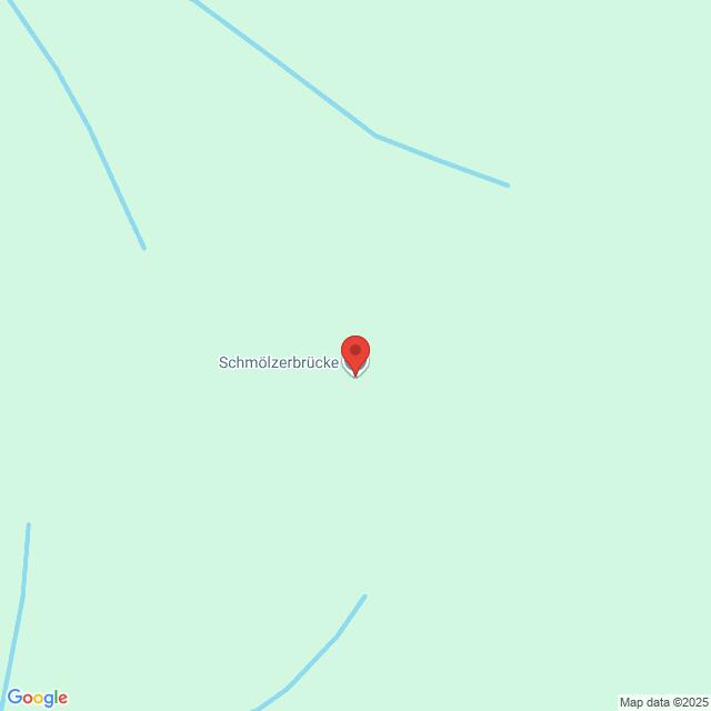 Lehrlingsportal.at Eine Karte mit einer Stecknadel, die die Lage der Schmölzerbrücke markiert, mit blauen Linien, die Bäche auf hellgrünem Hintergrund darstellen.
