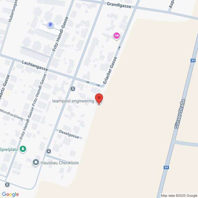 Lehrlingsportal.at Eine digitale Karte zeigt den Standort von "teampool engineering" an der Kreuzung Lachtengasse und Erlaaer Gasse in einem städtischen Gebiet.