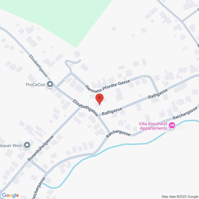 Lehrlingsportal.at Eine Karte, die die Kreuzung Elisabethgasse, Rathgasse und Hermann Pforte-Gasse zeigt und die nahegelegenen Orte markiert, einschließlich der Villa Kreuthof Appartements.