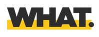 Lehrlingsportal.at Das Wort "WHAT." in fetten schwarzen Großbuchstaben mit gelber Hervorhebung unter dem Text auf weißem Hintergrund.