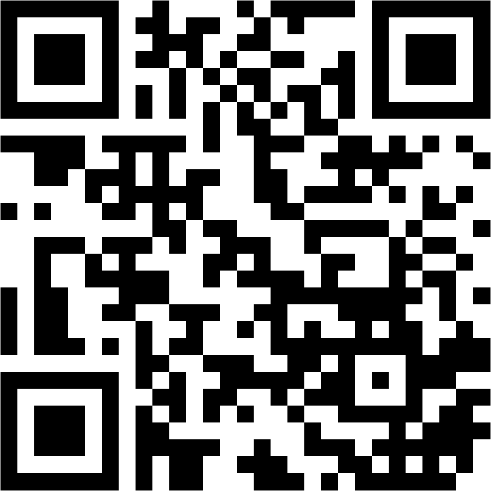 Lehrlingsportal.at Ein schwarzer und weißer QR-Code in einem quadratischen Gittermuster auf weißem Hintergrund.