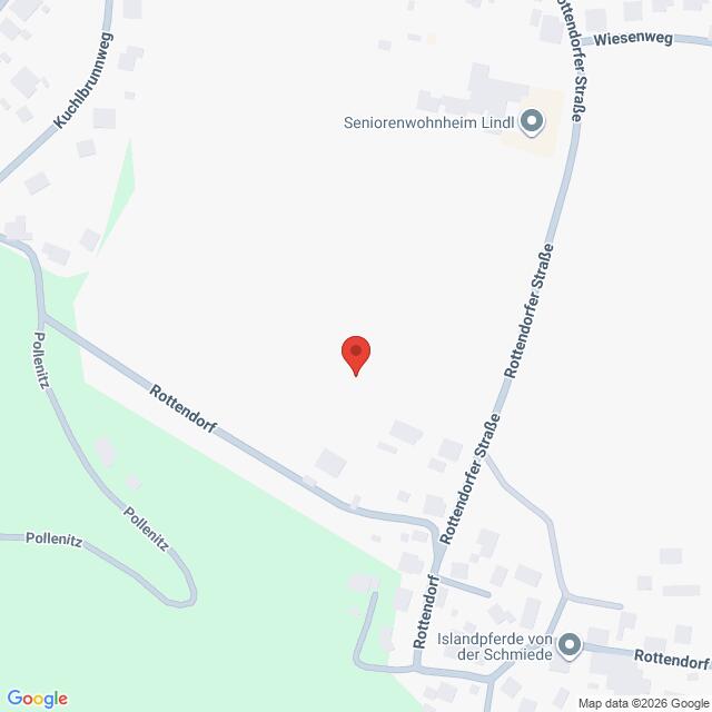 Lehrlingsportal.at Eine Karte mit einer Standortmarkierung in Rottendorf, in der Nähe der Rottenhofer Straße, mit Beschriftung der umliegenden Straßen und Sehenswürdigkeiten.