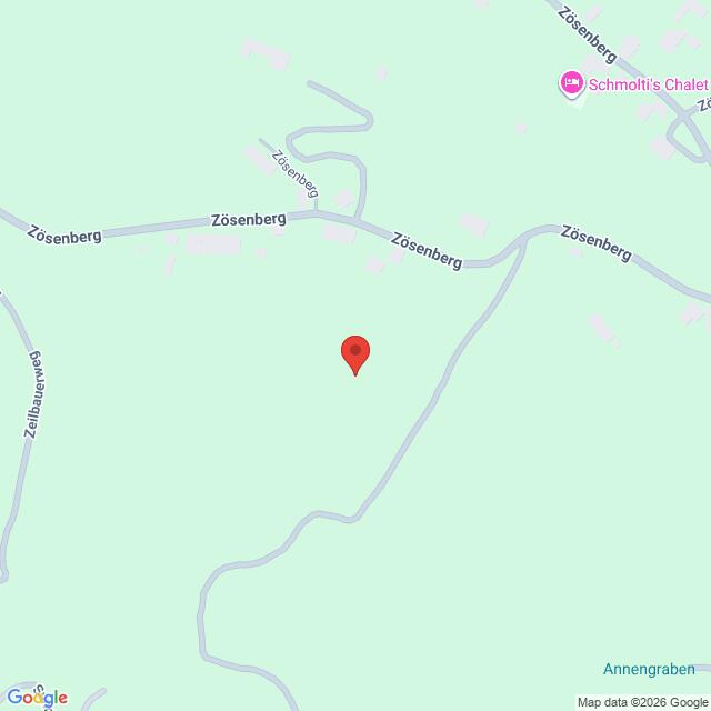 Lehrlingsportal.at Auf dem Zösenberg ist eine Google Maps-Position markiert, wobei die umliegenden Straßen und Ortsnamen auf hellgrünem Hintergrund sichtbar sind.