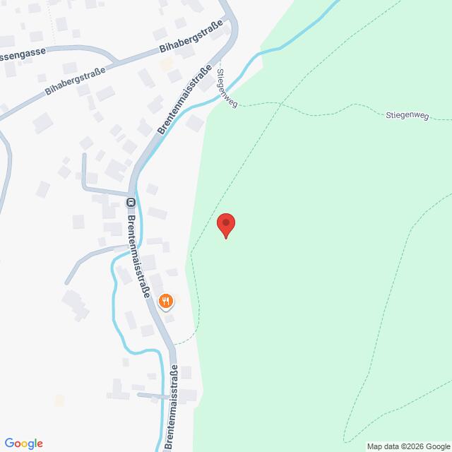 Lehrlingsportal.at Die Karte zeigt eine Stecknadel am Stiegerweg in der Nähe der Brenntnernstraße in einem halbstädtischen Gebiet mit Gebäuden auf der linken Seite und Grünflächen auf der rechten Seite.