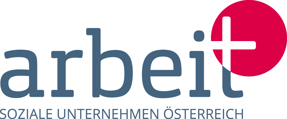 Lehrlingsportal.at Logo mit dem Wort „arbeit“ in Blau, einem roten Kreis mit einem weißen Pluszeichen über dem Buchstaben „i“ und dem Text „SOZIALE UNTERNEHMEN ÖSTERREICH“ darunter.