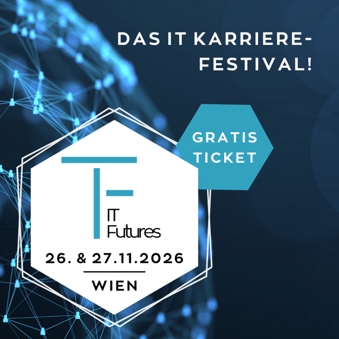 Lehrlingsportal.at Werbegrafik für das Karrieremesse „IT Futures“ mit kostenlosen Eintrittskarten; die Veranstaltung findet am 26. und 27. November 2026 in Wien statt.