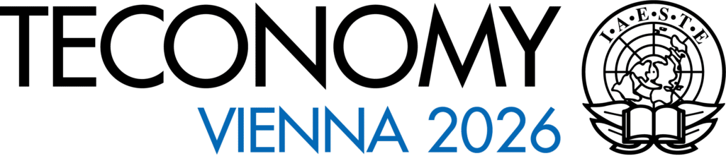 Lehrlingsportal.at Das Logo der TECONOMY VIENNA 2026 mit dem IAESTE-Emblem, das einen Globus, Lorbeerzweige und ein offenes Buch zeigt.