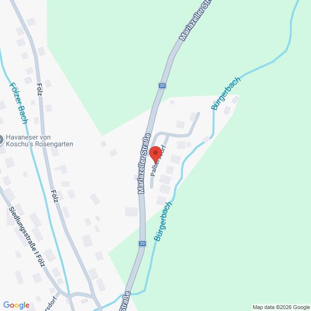 Lehrlingsportal.at Karte mit einer Standortmarkierung an der Mariazeller Straße in Fölz, nahe der Kreuzung mit der Palbersdorfer Straße.