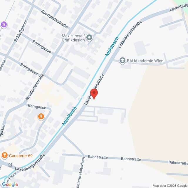 Lehrlingsportal.at Eine Google-Maps-Ansicht der Laxenburgerstraße mit einer roten Markierung, die einen Standort kennzeichnet.