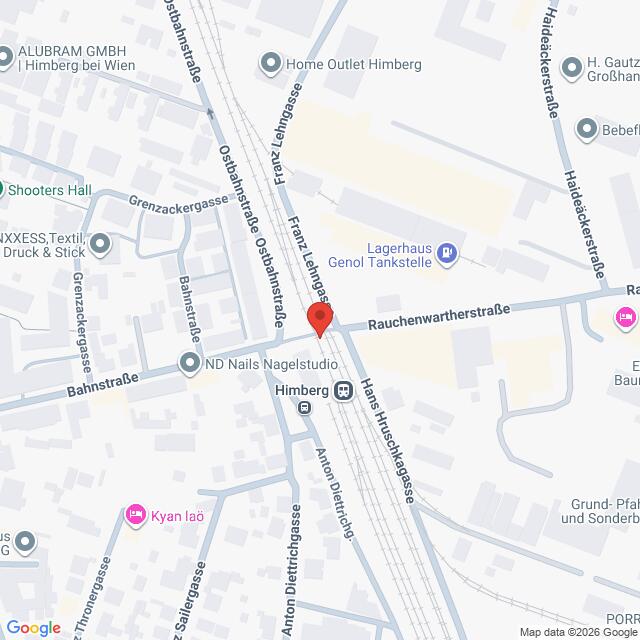 Lehrlingsportal.at Karte der Umgebung von Himberg, Österreich, mit einer roten Markierung, die einen Ort an der Rauchenwartherstraße kennzeichnet.