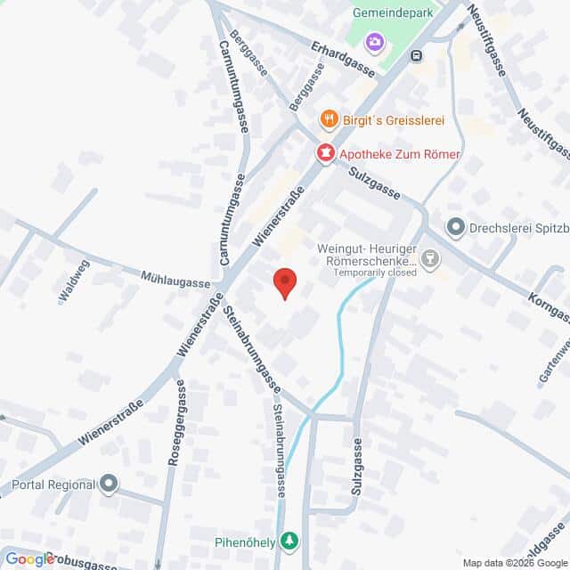 Lehrlingsportal.at Karte eines Stadtviertels mit einer roten Stecknadel, die einen Ort an der Wiener Straße markiert.